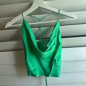 Zara Green Satin Effect Crop Top